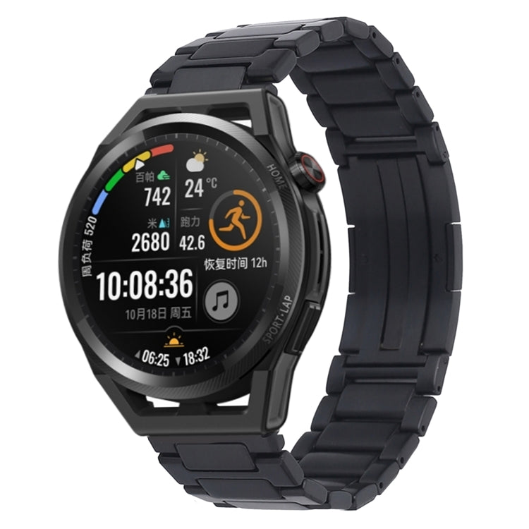 For Huawei Watch GT Runner H-Shaped Folding Buckle Stainless Steel Metal Watch Band(Black) - Watch Bands by PMc TechLife | Online Shopping South Africa | PMc TechLife | Buy Now Pay Later Mobicred