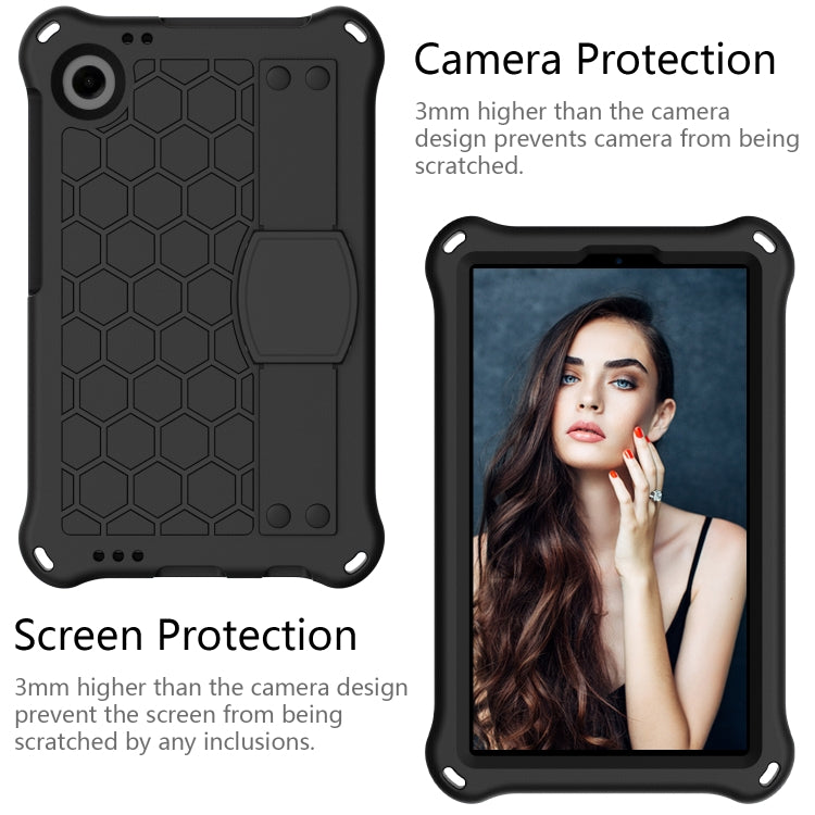 For Samsung Galaxy Tab A9 8.7 X110/X115 Honeycomb EVA Hybrid PC Tablet Case with Strap(Black+Black) - free shipping - PMC TechLife - Order now!