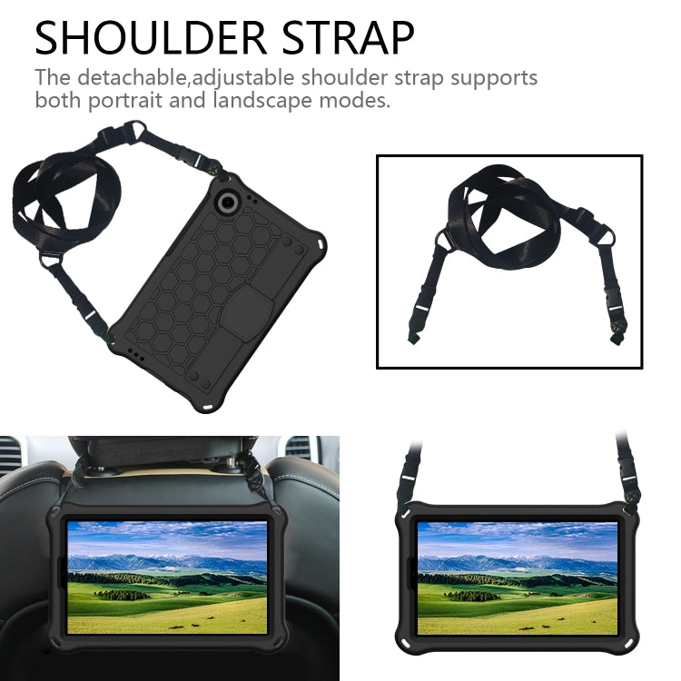 For Samsung Galaxy Tab A9 8.7 X110/X115 Honeycomb EVA Hybrid PC Tablet Case with Strap(Black+Black) - free shipping - PMC TechLife - Order now!