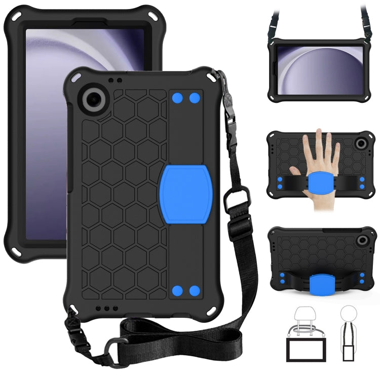 For Samsung Galaxy Tab A9 8.7 X110/X115 Honeycomb EVA Hybrid PC Tablet Case with Strap(Black+Blue) - Galaxy Tab A9 by PMC TechLife | Online Shopping South Africa | PMC TechLife