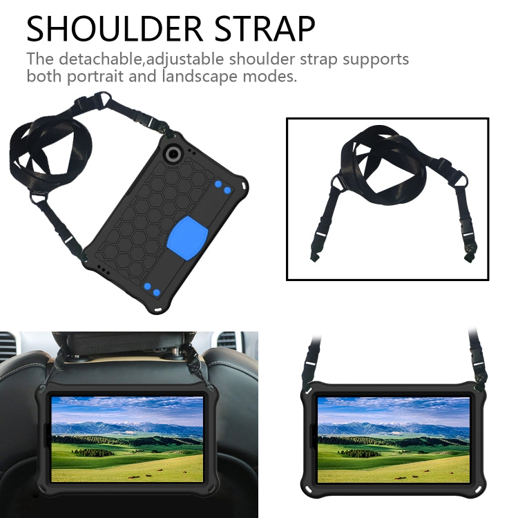 For Samsung Galaxy Tab A9 8.7 X110/X115 Honeycomb EVA Hybrid PC Tablet Case with Strap(Black+Blue) - Galaxy Tab A9 by PMC TechLife | Online Shopping South Africa | PMC TechLife
