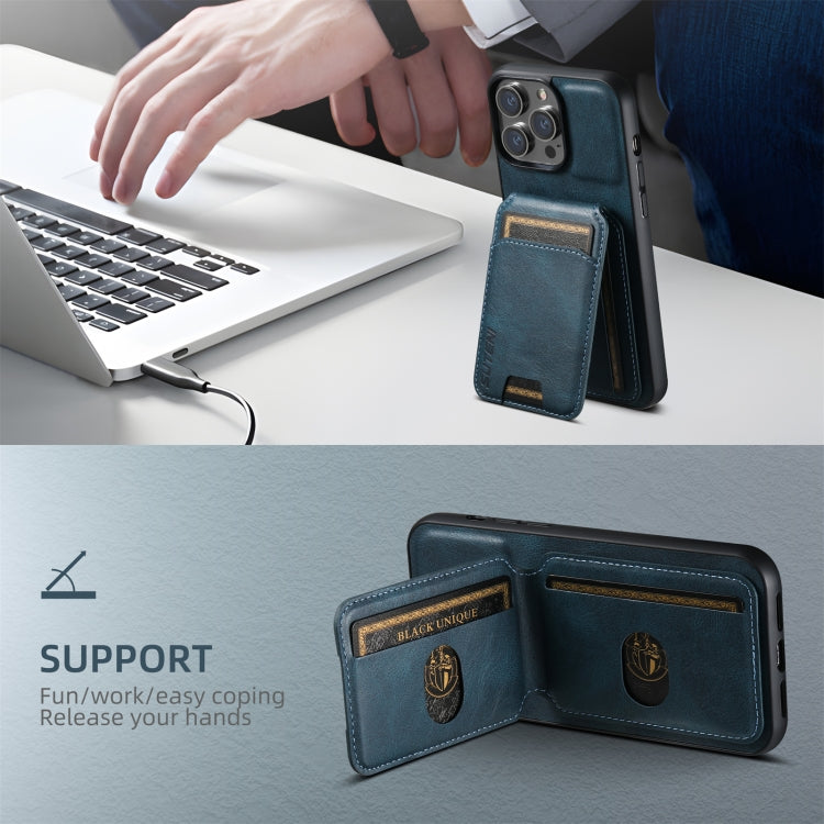 For iPhone 16 Pro Suteni H02 Leather Wallet Stand Back Phone Case(Blue) - free shipping - PMC Jewellery - Order now!