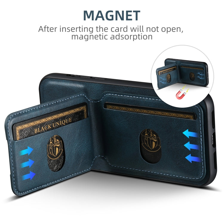 For iPhone 16 Pro Suteni H02 Leather Wallet Stand Back Phone Case(Blue) - free shipping - PMC Jewellery - Order now!