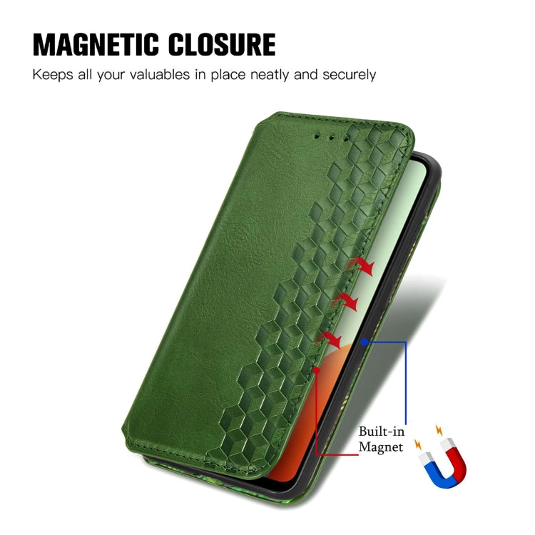 For Tecno Spark Go 2024 Cubic Grid Pressed Magnetic Leather Phone Case(Green) - Tecno Cases by PMC Jewellery | Online Shopping South Africa | PMC Jewellery | Buy Now Pay Later Mobicred