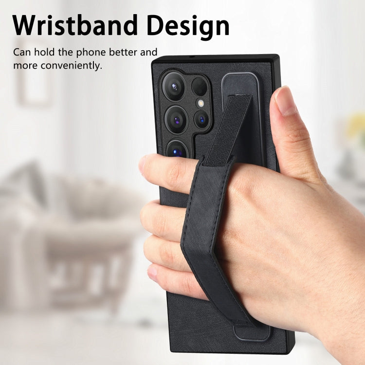 For Samsung Galaxy S24 Ultra 5G Retro Wristband Holder Leather Back Phone Case(Black) - Galaxy S24 Ultra 5G Cases by PMC TechLife | Online Shopping South Africa | PMC TechLife | Buy Now Pay Later Mobicred