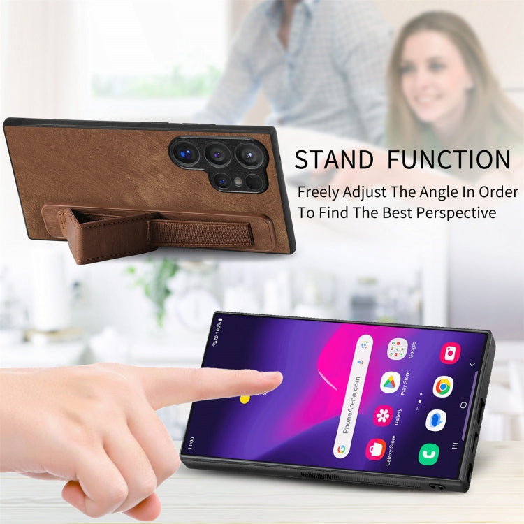For Samsung Galaxy S24 Ultra 5G Retro Wristband Holder Leather Back Phone Case(Brown) - free shipping - PMC TechLife - Order now!