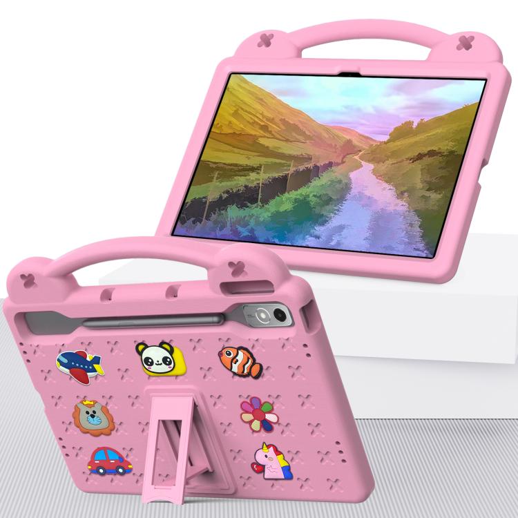 For  Lenovo Xiaoxin Pad Pro 12.7 2025 Handle Kickstand Children EVA Shockproof Tablet Case(Pink) - Lenovo by PMC TechLife | Online Shopping South Africa | PMC TechLife | Buy Now Pay Later Mobicred