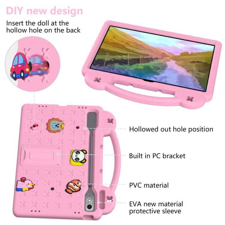 For  Lenovo Xiaoxin Pad Pro 12.7 2025 Handle Kickstand Children EVA Shockproof Tablet Case(Pink) - Lenovo by PMC TechLife | Online Shopping South Africa | PMC TechLife | Buy Now Pay Later Mobicred