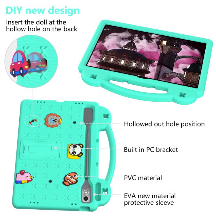 For  Lenovo Xiaoxin Pad Pro 12.7 2025 Handle Kickstand Children EVA Shockproof Tablet Case(Mint Green) - Lenovo by PMC TechLife | Online Shopping South Africa | PMC TechLife | Buy Now Pay Later Mobicred