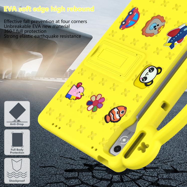 For  Lenovo Xiaoxin Pad Pro 12.7 2025 Handle Kickstand Children EVA Shockproof Tablet Case(Yellow) - Lenovo by PMC TechLife | Online Shopping South Africa | PMC TechLife | Buy Now Pay Later Mobicred