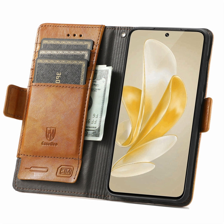 For vivo X100 Pro CaseNeo Splicing Dual Magnetic Buckle Leather Phone Case(Khaki) - free shipping - PMC Jewellery - Order now!