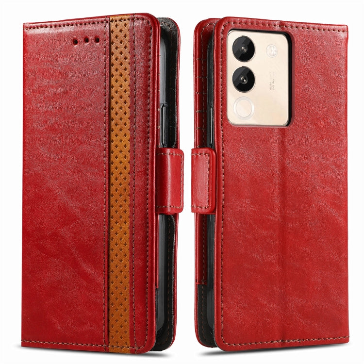 For vivo X100 Pro CaseNeo Splicing Dual Magnetic Buckle Leather Phone Case(Red) - vivo Cases by PMC Jewellery | Online Shopping South Africa | PMC Jewellery | Buy Now Pay Later Mobicred