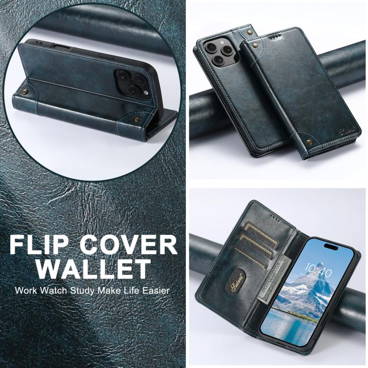 For iPhone 16e Suteni Baroque Calf Texture Buckle Wallet Leather Phone Case(Blue) - free shipping - PMC TechLife - Order now!