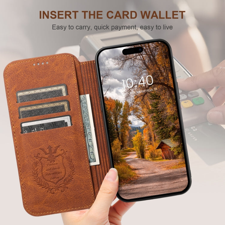 For iPhone 16 Plus Suteni J06 Retro Matte Litchi Texture Leather MagSafe Phone Case(Khaki) - free shipping - PMC Jewellery - Order now!