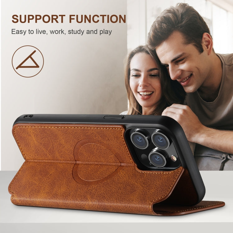 For iPhone 16 Plus Suteni J06 Retro Matte Litchi Texture Leather MagSafe Phone Case(Khaki) - free shipping - PMC Jewellery - Order now!
