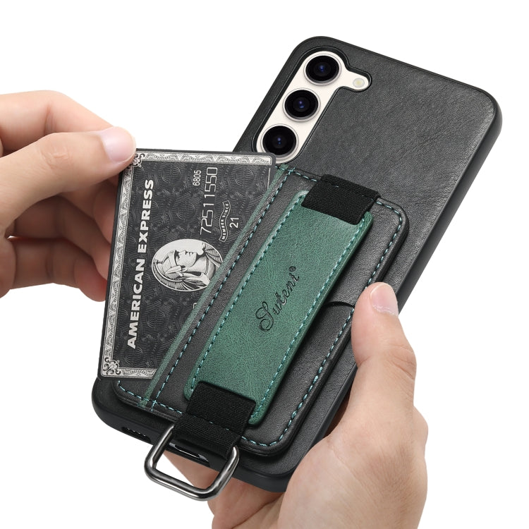 For Samsung Galaxy S24  5G Suteni H13 Card Wallet Wrist Strap Holder PU Phone Case(Black) - free shipping - PMC Jewellery - Order now!