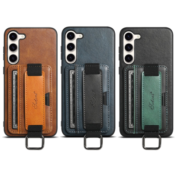For Samsung Galaxy S24  5G Suteni H13 Card Wallet Wrist Strap Holder PU Phone Case(Brown) - free shipping - PMC Jewellery - Order now!