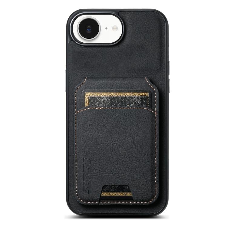 For iPhone 16e Suteni H02 Litchi Leather Card Wallet Stand Back Phone Case(Black) - iPhone 16e Cases by Suteni | Online Shopping South Africa | PMC TechLife | Buy Now Pay Later Mobicred