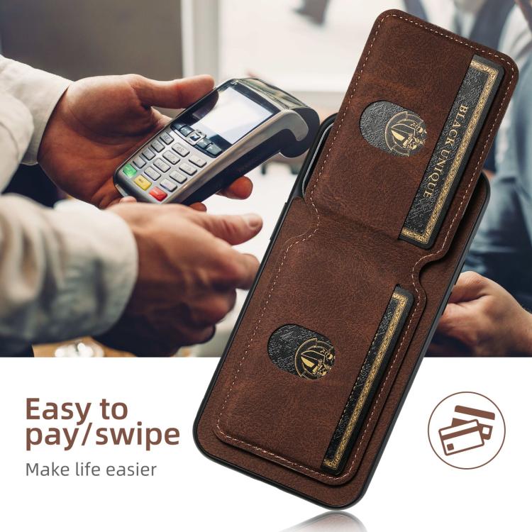 For iPhone 16e Suteni H02 Litchi Leather Card Wallet Stand Back Phone Case(Brown) - iPhone 16e Cases by Suteni | Online Shopping South Africa | PMC TechLife | Buy Now Pay Later Mobicred
