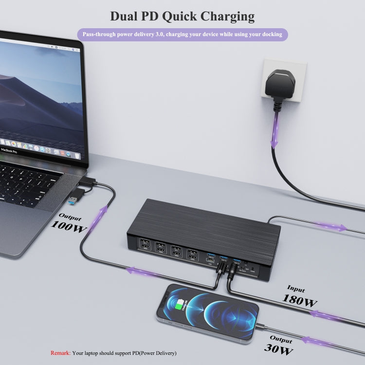 WAVLINK UG69PD10 1 to 4 Screens 4K/5K AV Transfer USB-C to HD Type-C Docking Station Hub, Plug:UK Plug - free shipping - PMc TechLife - Order now!