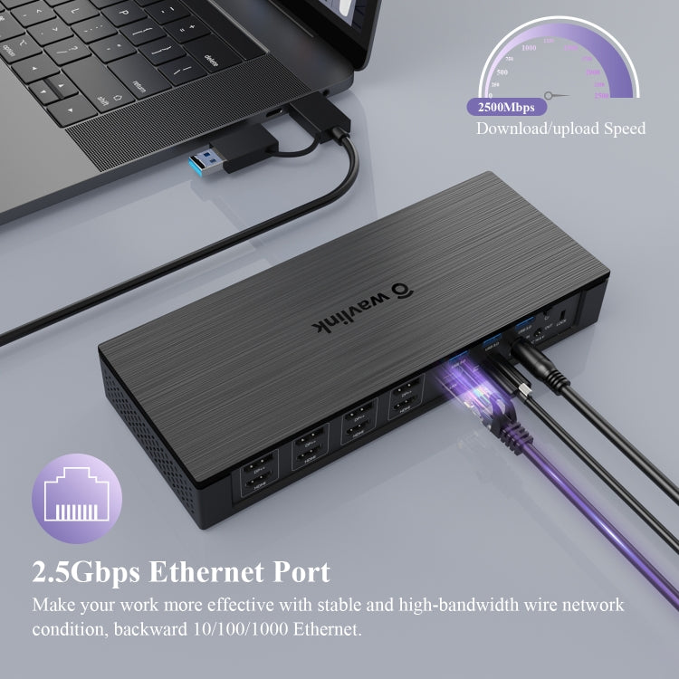 WAVLINK UG69PD10 1 to 4 Screens 4K/5K AV Transfer USB-C to HD Type-C Docking Station Hub, Plug:UK Plug - free shipping - PMc TechLife - Order now!