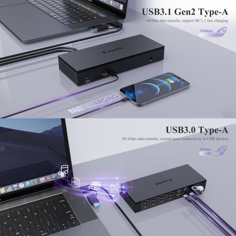 WAVLINK UG69PD10 1 to 4 Screens 4K/5K AV Transfer USB-C to HD Type-C Docking Station Hub, Plug:EU Plug - free shipping - PMc TechLife - Order now!