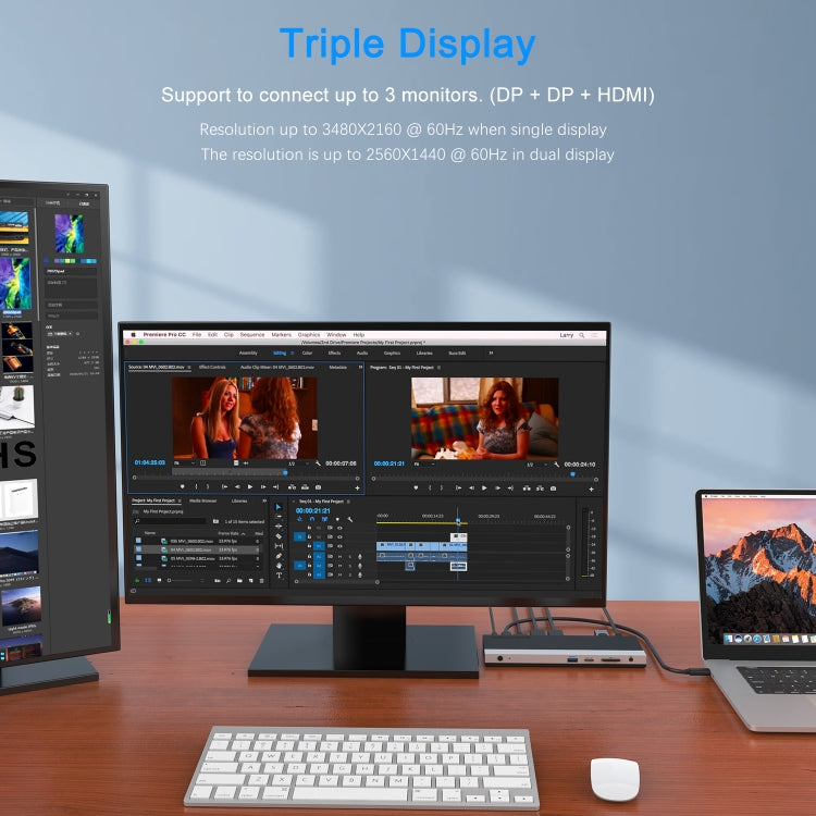 WAVLINK WL-UMD01 USB3.0 Splitter Docking Station Gigabit Ethernet / DP / HD Cable Converter(EU Plug) - free shipping - PMC Jewellery - Order now!