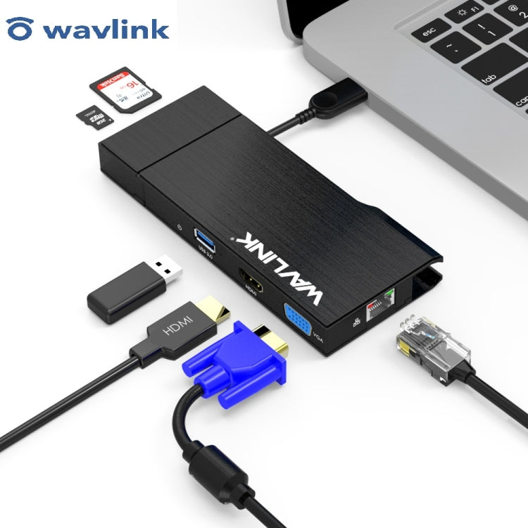 WAVLINK WL-UG39DH2 USB3.0 to HD / VGA / Gigabit Ethernet Splitter Adapter - free shipping - PMC Jewellery - Order now!
