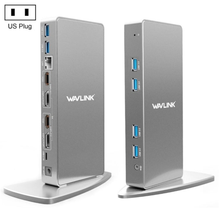 WAVLINK WL-UG69DK7 Laptops Type-C Universal Desktop Docking Station Aluminum Alloy HUB Adapter(US Plug) - free shipping - PMC TechLife - Order now!