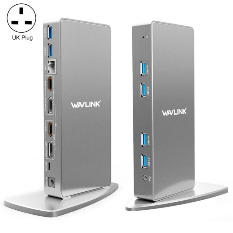 WAVLINK WL-UG69DK7 Laptops Type-C Universal Desktop Docking Station Aluminum Alloy HUB Adapter(UK Plug) - free shipping - PMC TechLife - Order now!
