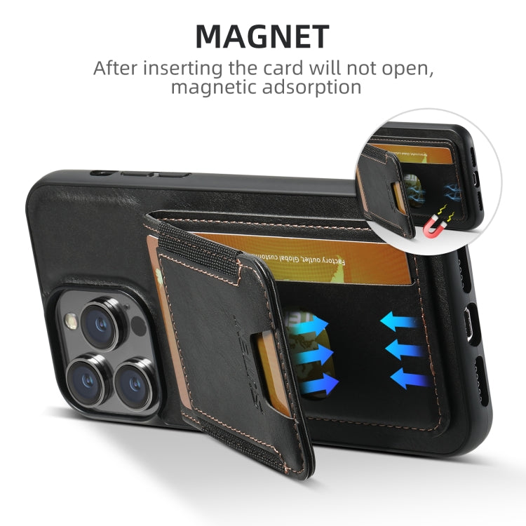 For iPhone 16 Plus Suteni H03 Oil Wax Leather Wallet Stand Back Phone Case(Black) - free shipping - PMC Jewellery - Order now!