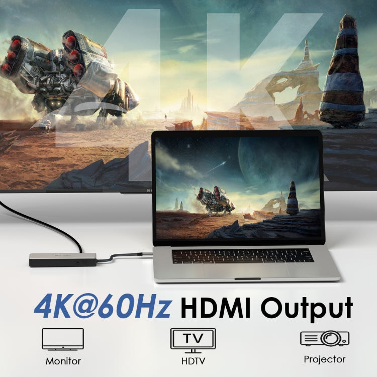 WAVLINK WL-UHP3414 100W Power 10Gbps 4K HDMI USB-C Dock HUB 3xUSB3.2 Gen 2 + 2.5G Ethernet Port - free shipping - PMC TechLife - Order now!