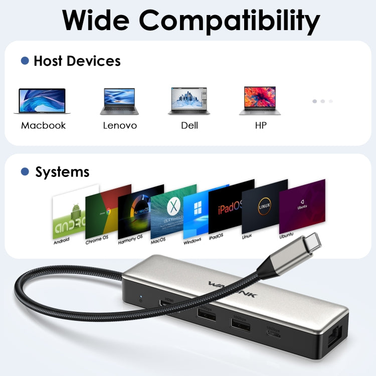 WAVLINK WL-UHP3414 100W Power 10Gbps 4K HDMI USB-C Dock HUB 3xUSB3.2 Gen 2 + 2.5G Ethernet Port - free shipping - PMC TechLife - Order now!