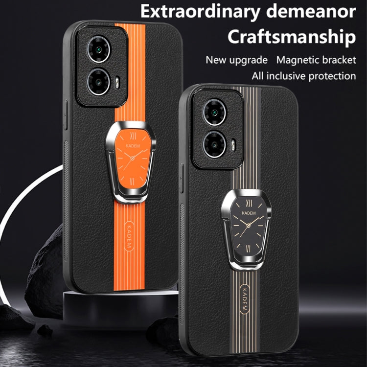 For Motorola Moto G24 Magnetic Litchi Leather Back Phone Case with Holder(Orange) - free shipping - PMC TechLife - Order now!