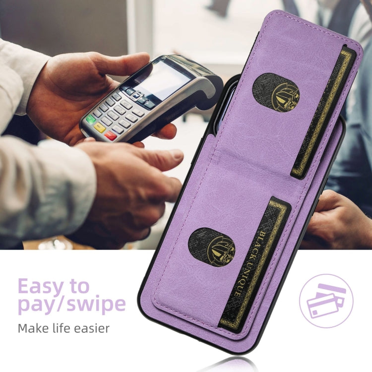 For iPhone 16 Suteni H03 Litchi Leather Card Bag Stand Back Phone Case(Purple) - free shipping - PMC Jewellery - Order now!