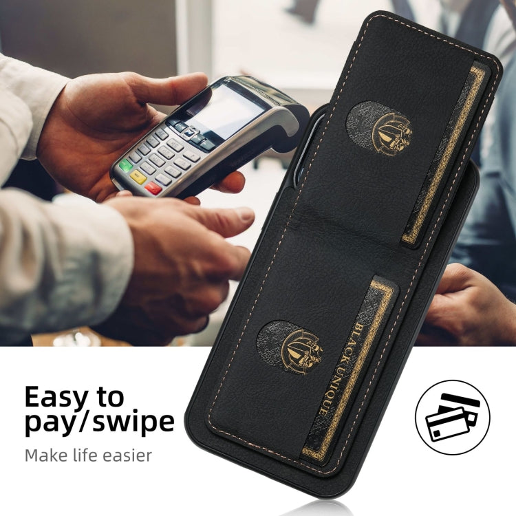 For iPhone 16 Pro Suteni H03 Litchi Leather Card Bag Stand Back Phone Case(Black) - free shipping - PMC Jewellery - Order now!