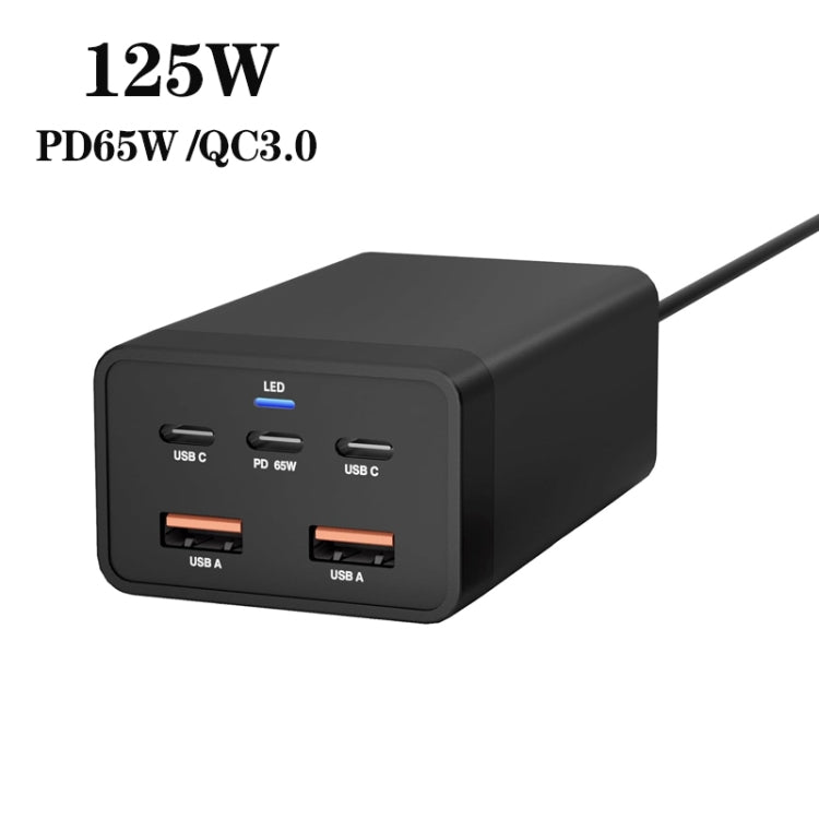GAN 125W PD65W Dual Type-C + QC3.0 USB Multi Compatible Notebook Adapter UK Plug - Cable & Adapter by PMC Jewellery | Online Shopping South Africa | PMC Jewellery | Buy Now Pay Later Mobicred