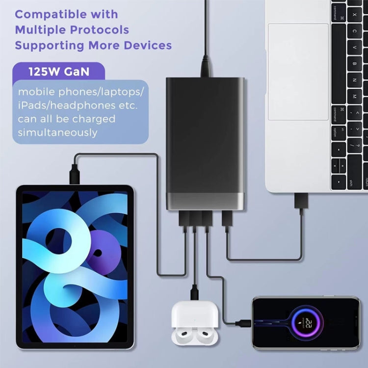 GAN 125W PD65W Dual Type-C + QC3.0 USB Multi Compatible Notebook Adapter AU Plug - Cable & Adapter by PMC Jewellery | Online Shopping South Africa | PMC Jewellery | Buy Now Pay Later Mobicred