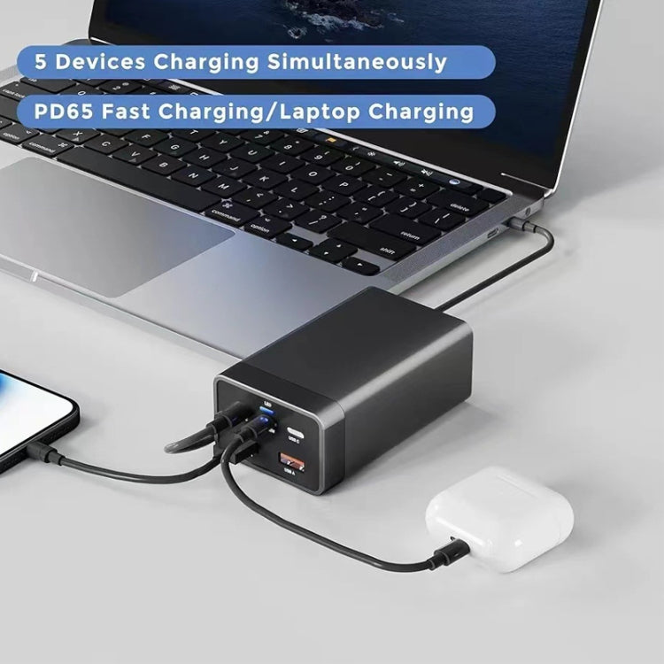 GAN 125W PD65W Dual Type-C + QC3.0 USB Multi Compatible Notebook Adapter US Plug - Cable & Adapter by PMC Jewellery | Online Shopping South Africa | PMC Jewellery | Buy Now Pay Later Mobicred
