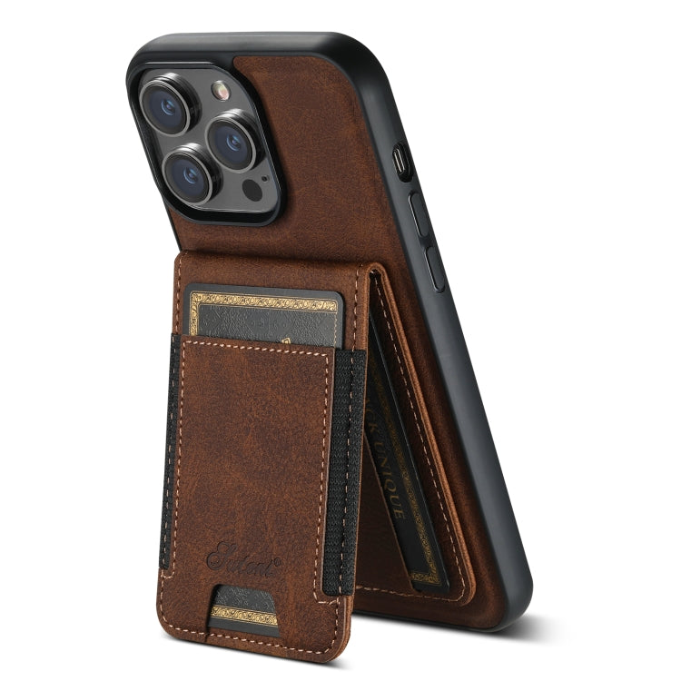 For iPhone 15 Pro Max Suteni H17 Litchi Texture Leather MagSafe Detachable Wallet Phone Case(Brown) - free shipping - PMC Jewellery - Order now!