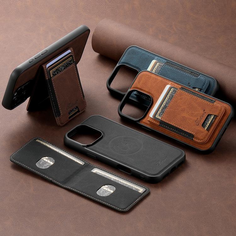For iPhone 12 Pro Max Suteni H17 Litchi Texture Leather MagSafe Detachable Wallet Phone Case(Blue) - free shipping - PMC Jewellery - Order now!