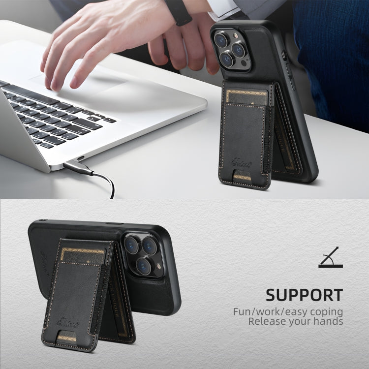 For iPhone 16 Plus Suteni H17 Oil Eax Leather MagSafe Detachable Wallet Phone Case(Black) - free shipping - PMC Jewellery - Order now!