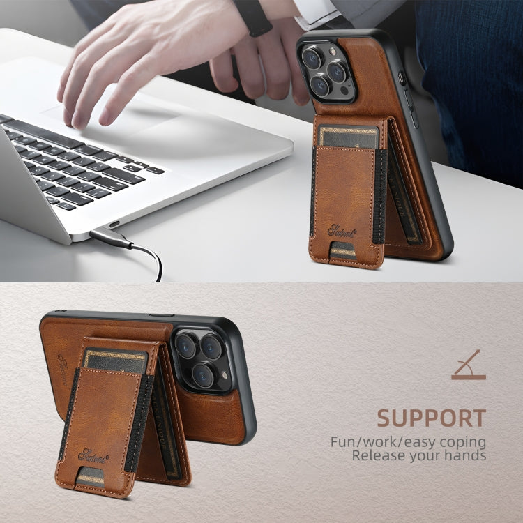For iPhone 16 Pro Max Suteni H17 Oil Eax Leather MagSafe Detachable Wallet Phone Case(Brown) - free shipping - PMC Jewellery - Order now!