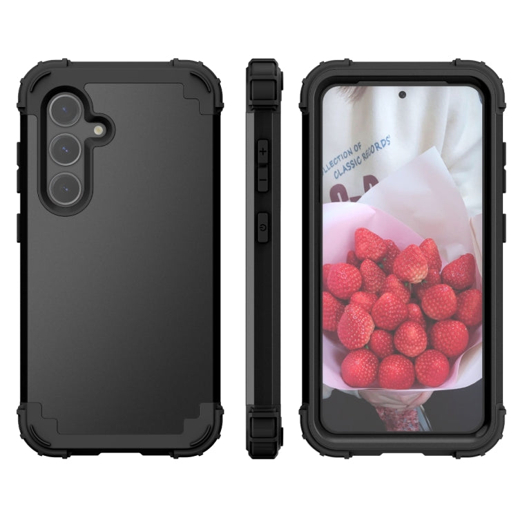 For Samsung Galaxy S24 5G 3 in 1 Silicone Hybrid PC Shockproof Phone Case(Black) - Galaxy S24 5G Cases by PMC TechLife | Online Shopping South Africa | PMC TechLife