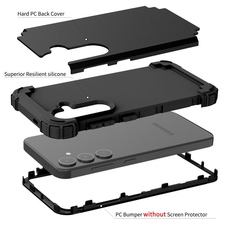 For Samsung Galaxy S24 5G 3 in 1 Silicone Hybrid PC Shockproof Phone Case(Black) - Galaxy S24 5G Cases by PMC TechLife | Online Shopping South Africa | PMC TechLife