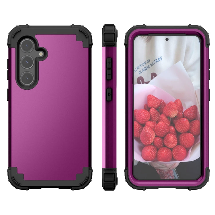 For Samsung Galaxy S24 5G 3 in 1 Silicone Hybrid PC Shockproof Phone Case(Dark Purple) - Galaxy S24 5G Cases by PMC TechLife | Online Shopping South Africa | PMC TechLife