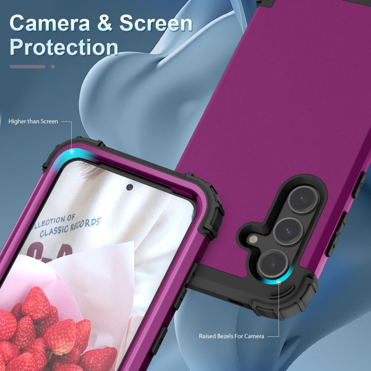 For Samsung Galaxy S24 5G 3 in 1 Silicone Hybrid PC Shockproof Phone Case(Dark Purple) - Galaxy S24 5G Cases by PMC TechLife | Online Shopping South Africa | PMC TechLife