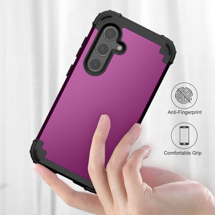 For Samsung Galaxy S24 5G 3 in 1 Silicone Hybrid PC Shockproof Phone Case(Dark Purple) - Galaxy S24 5G Cases by PMC TechLife | Online Shopping South Africa | PMC TechLife