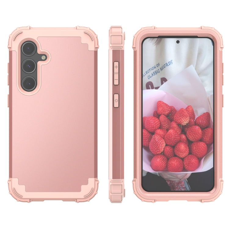For Samsung Galaxy S24+ 5G 3 in 1 Silicone Hybrid PC Shockproof Phone Case(Rose Gold) - free shipping - PMC TechLife - Order now!