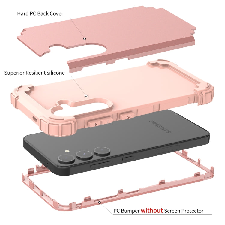 For Samsung Galaxy S24+ 5G 3 in 1 Silicone Hybrid PC Shockproof Phone Case(Rose Gold) - free shipping - PMC TechLife - Order now!